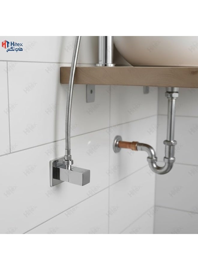 هيتكس صمام ميلانو ذو الزاوية المربعة - جسم نحاسي فاخر، طلاء كروم - تصميم إيطالي، مدخل 1/2 بوصة × مخرج 1/2 بوصة - صمام إيقاف أنيق للحمام والمطبخ، متين ومقاوم للصدأ (2) - Image 4